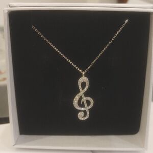 925 Sterling Silver Music Left Key Necklace